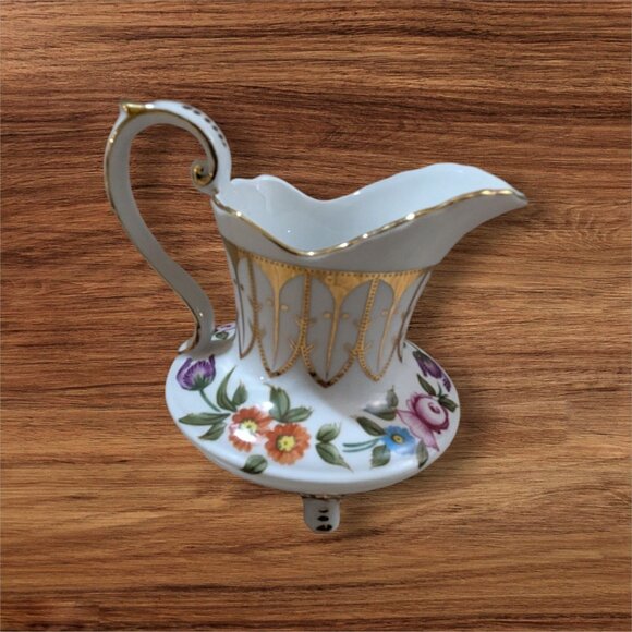 Royal Danube, Small Pitcher with Floral Design, Gold Trim, cottage tea party - Picture 3 of 10